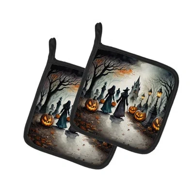 Caroline's Treasures Vampires Spooky Halloween Pair Of Pot Holders In Multicolor