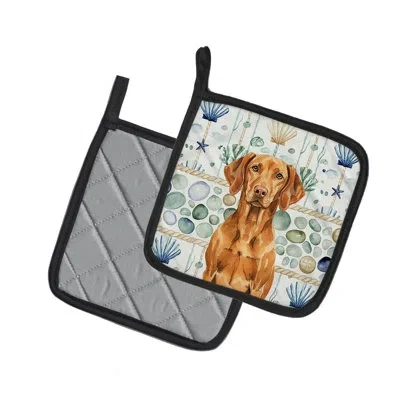 Caroline's Treasures Vizsla Coastal Sea Glass Pair Of Pot Holders In Multicolor