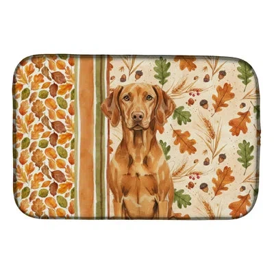 Caroline's Treasures Vizsla Heirloom Fall Dish Drying Mat In Natural