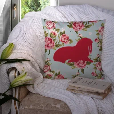 Caroline's Treasures Walrus Shabby Elegance Blue Roses Indoor/outdoor Throw Pillow