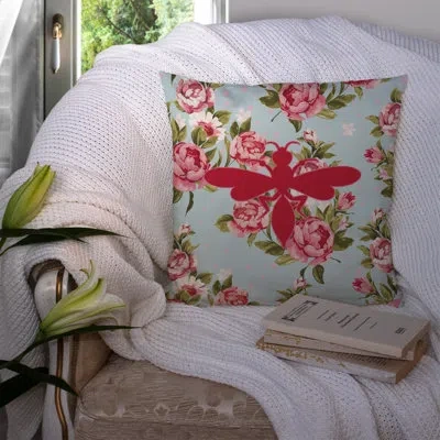 Caroline's Treasures Wasp Shabby Elegance Blue Roses Indoor/outdoor Throw Pillow