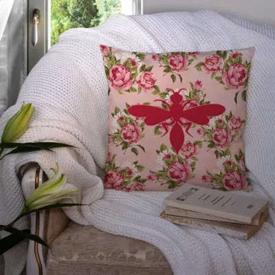 Caroline's Treasures Wasp Shabby Elegance Pink Roses Floral 14" Throw Pillow