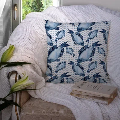 Caroline's Treasures Watecolor Beach Fishes Outdoor Throw Pillow