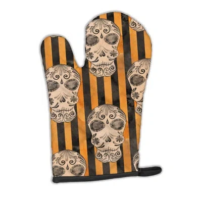 Caroline's Treasures Watecolor Day Of The Dead Head Oven Mitt In Gray;orange