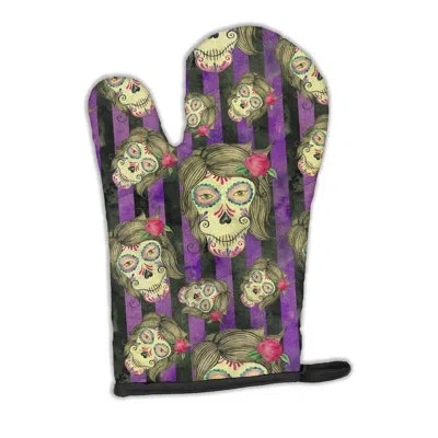 Caroline's Treasures Watecolor Day Of The Dead Oven Mitt In Black;purple