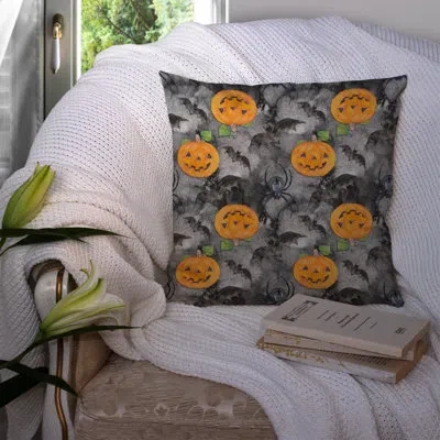 Caroline's Treasures Watecolor Halloween Jack-o-lantern Bats Outdoor Throw Pillow