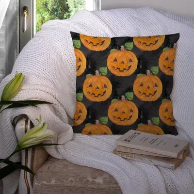 Caroline's Treasures Watecolor Halloween Jack-o-lantern Outdoor Throw Pillow