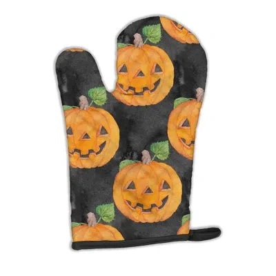 Caroline's Treasures Watecolor Jack-o-lantern Oven Mitt In Gray;orange