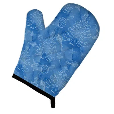 Caroline's Treasures Watercolor Christmas Trees And Ornaments Oven Mitt In Blue