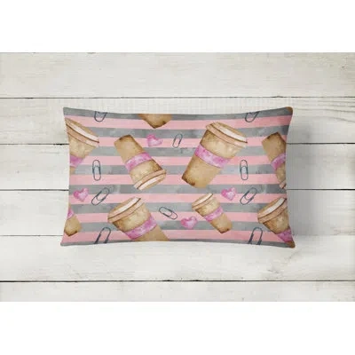 Caroline's Treasures Watercolor Coffee And Paper Clips Indoor/outdoor Throw Pillow