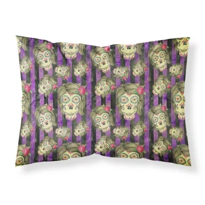 Caroline's Treasures Watercolor Day Of The Dead Halloween Pillowcase In Gray