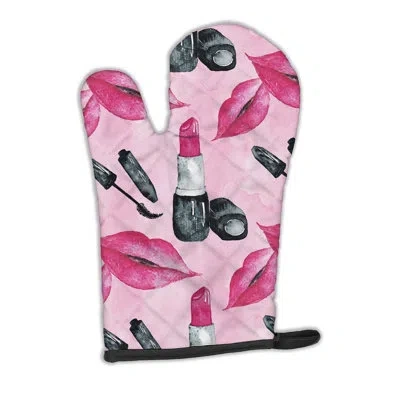 Caroline's Treasures Watercolor Diva Lipstick Oven Mitt In Black;pink