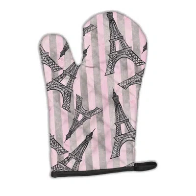 Caroline's Treasures Watercolor Eiffel Tower And Stripes Oven Mitt In Gray;pink