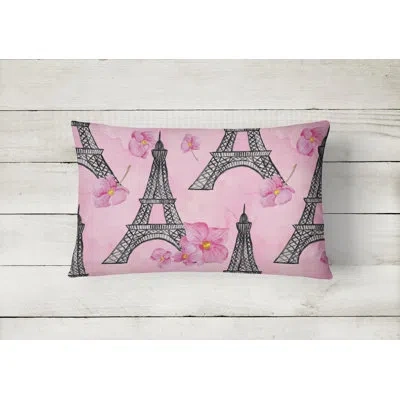 Caroline's Treasures Watercolor Flowers And Eiffel Tower Indoor/outdoor Throw Pillow