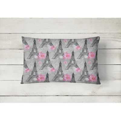 Caroline's Treasures Watercolor Flowers Eiffel Tower Indoor/outdoor Throw Pillow