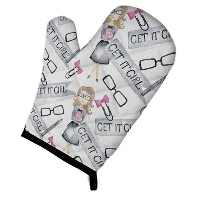 Caroline's Treasures Watercolor Girl Boss Get It Girl Oven Mitt In Black;gray