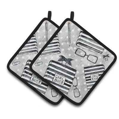 Caroline's Treasures Watercolor Girl Boss Journal Potholder In Gray