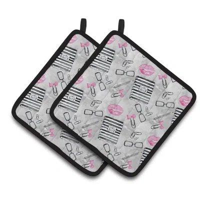 Caroline's Treasures Watercolor Girl Boss Journaling Potholder In Gray;pink