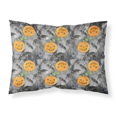 Caroline's Treasures Watercolor Halloween Jack-o-lantern Bats Pillowcase In Gray