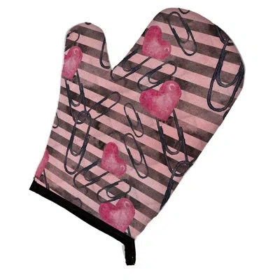 Caroline's Treasures Watercolor Heart Paper Clips Oven Mitt In Brown;peach