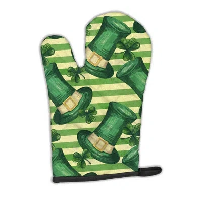 Caroline's Treasures Watercolor Leprechan Hat Oven Mitt In Green