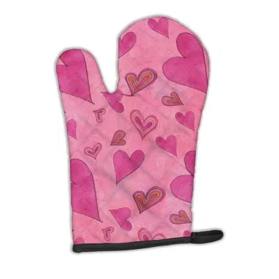 Caroline's Treasures Watercolor Love And Hearts Oven Mitt In Pink