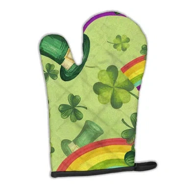 Caroline's Treasures Watercolor Lucky Leprechan Oven Mitt In Green;purple