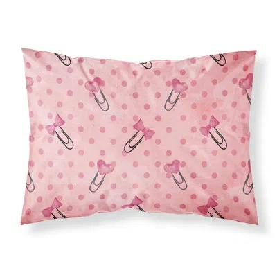 Caroline's Treasures Watercolor Paper Clips And Polka Dot Pillowcase In Pink