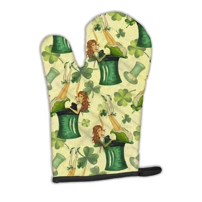 Caroline's Treasures Watercolor Party Oven Mitt In Green