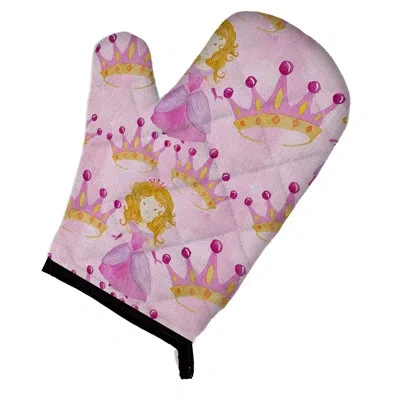 Caroline's Treasures Watercolor Princess And Crown Oven Mitt In Brown;pink