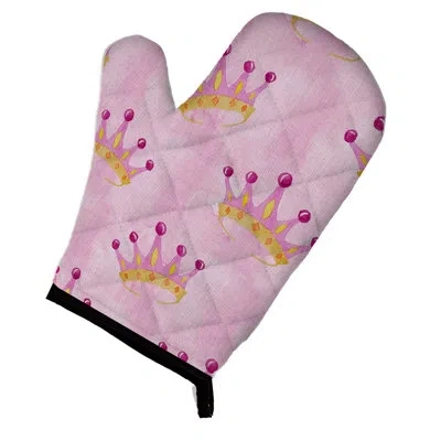 Caroline's Treasures Watercolor Princess Crown Oven Mitt In Pink;orange