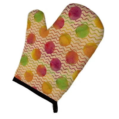 Caroline's Treasures Watercolor Rainbow Dots And Sqiggles Oven Mitt In Green;beige;pink