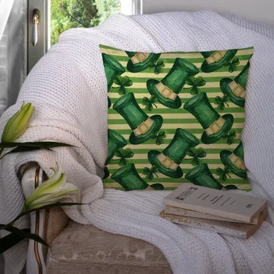 Caroline's Treasures Watercolor St Patrick's Day Leprechan Hat Outdoor Throw Pillow