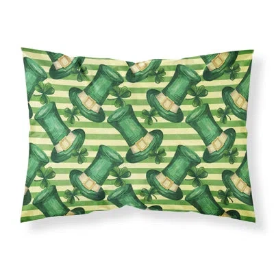 Caroline's Treasures Watercolor St Patrick's Day Leprechaun Hat Striped Pillowcase In Green