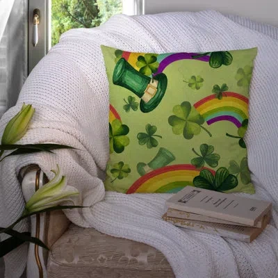 Caroline's Treasures Watercolor St Patrick's Day Lucky Leprechan Outdoor Throw Pillow In Multicolor