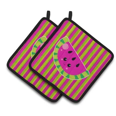 Caroline's Treasures Watermelon Face Potholder In Green;pink