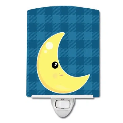 Caroline's Treasures Weather Moon Face Ceramic Night Light In Blue