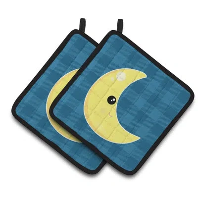 Caroline's Treasures Weather Moon Face Potholder In Blue;black;yellow