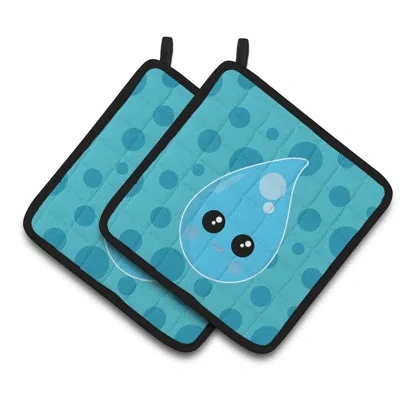 Caroline's Treasures Weather Rain Drop Face Potholder In Black;teal