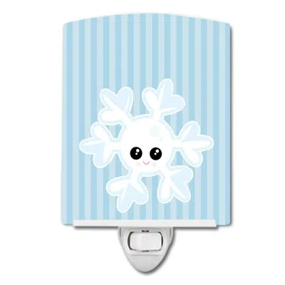 Caroline's Treasures Weather Snowflake Face Ceramic Night Light In Blue