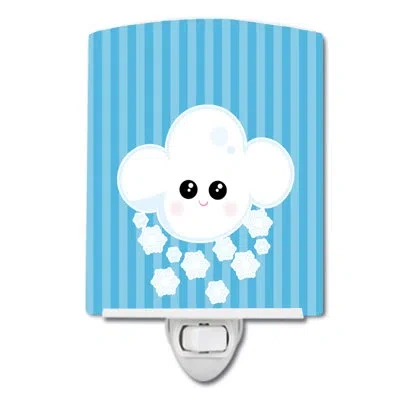 Caroline's Treasures Weather Snowing Face Ceramic Night Light In Blue