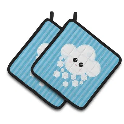 Caroline's Treasures Weather Snowing Face Potholder In Blue;white