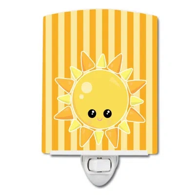 Caroline's Treasures Weather Sunshine Face Ceramic Night Light In Yellow