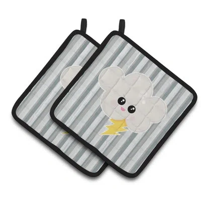 Caroline's Treasures Weather Thuderstorm Face Potholder In Gray