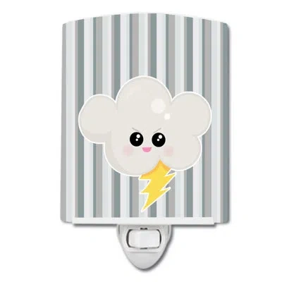 Caroline's Treasures Weather Thunderstorm Face Ceramic Night Light In Gray