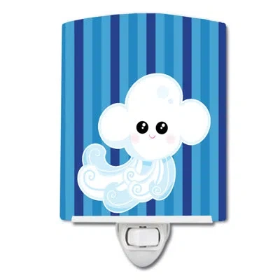 Caroline's Treasures Weather Windy Face Ceramic Night Light In Blue