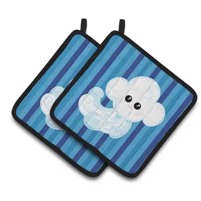 Caroline's Treasures Weather Windy Face Potholder In Blue