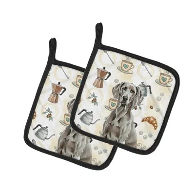 Caroline's Treasures Weimaraner Coffee Bar Pair Of Pot Holders In Multicolor