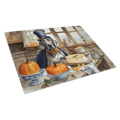 Caroline's Treasures Weimaraner Fall Kitchen Pumpkins Glass Cutting Board Large