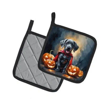 Caroline's Treasures Weimaraner Puppy Halloween Pair Of Pot Holders In Multi